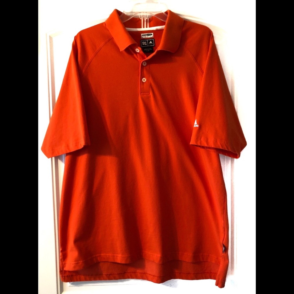 Adidas Orange Polo Shirt Climalite Stretch Large